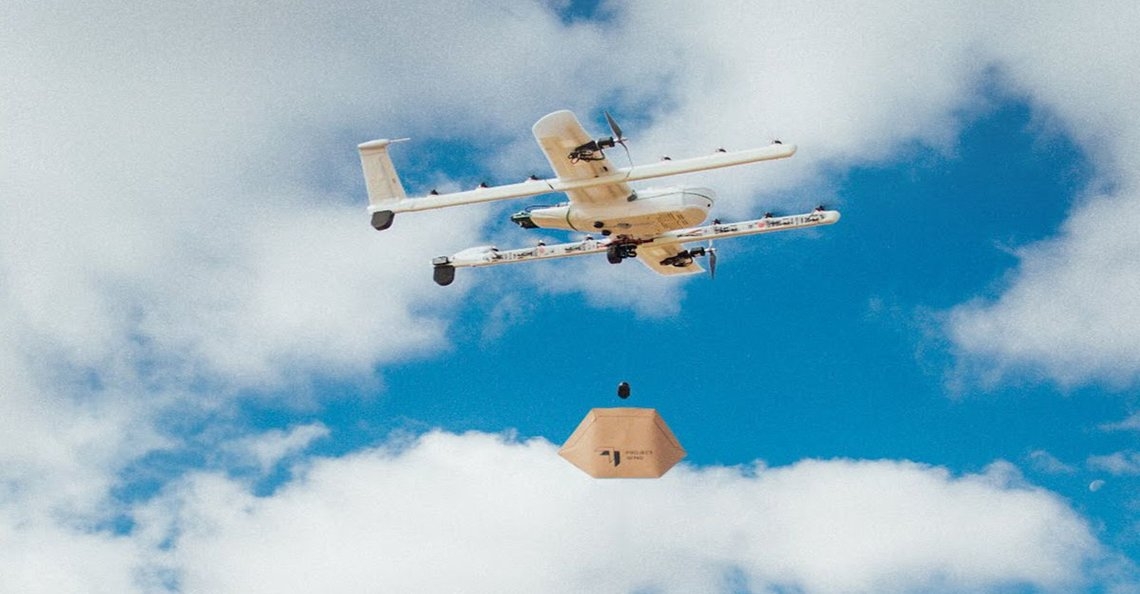 Wing test boodschappen bezorgen met drones in Helsinki